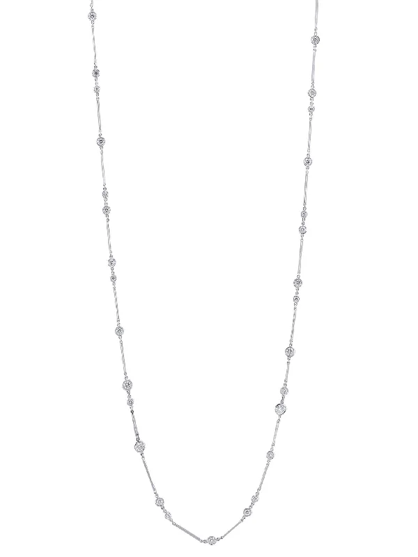 chic statement necklace for party-Raindance Long Platinum Diamond Necklace