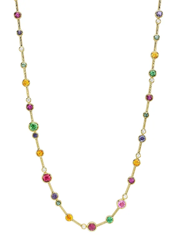 geometric silver necklace for women-Raindance Rainbow Yellow Gold Necklace