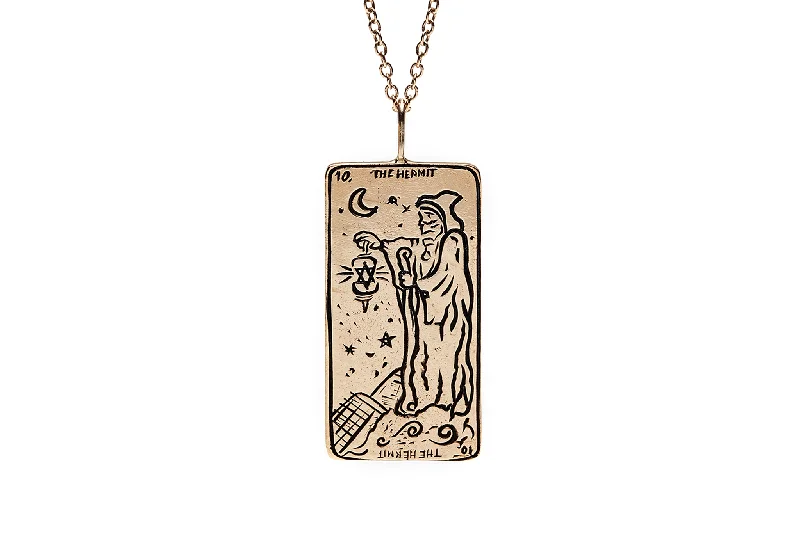 cute owl necklace for teens-The Hermit Tarot Card Necklace