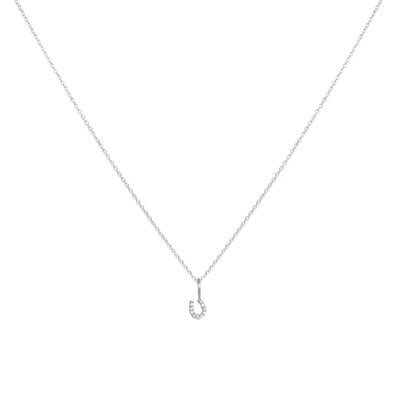 simple gemstone bar necklace for men-Tiny Horseshoe Necklace | Silver