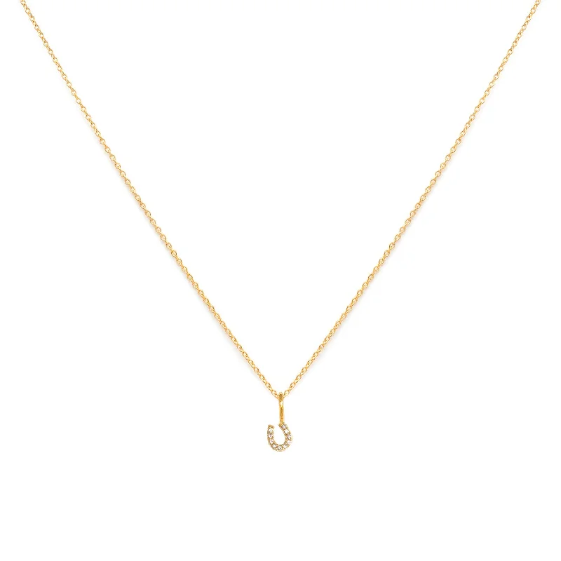 luxury pendant necklace with crystal charm-Tiny Horseshoe Necklace | Gold