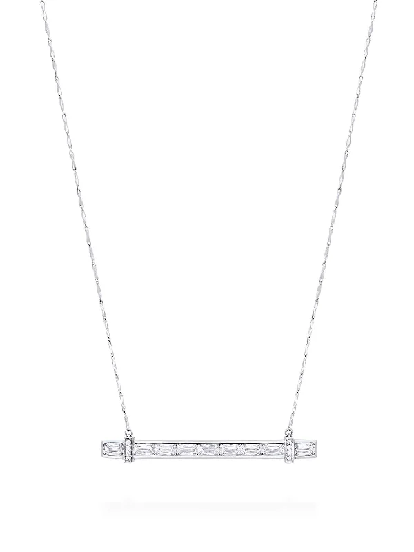 simple silver chain necklace-Trapeze Ashoka Diamond Platinum Pendant Necklace