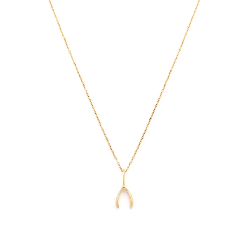 celestial charm necklace for gifts-Wishbone Necklace | Gold