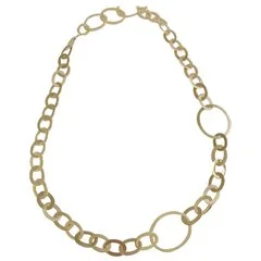 sterling silver necklace for men-Yellow Gold Flat Oval Link Necklace