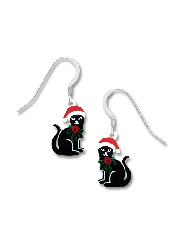 Chic earrings for everyday use -Santa Cat Dangles by Sienna Sky