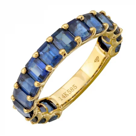 Handmade gold earrings -14k Gold Blue Sapphire 3/4 Eternity Ring