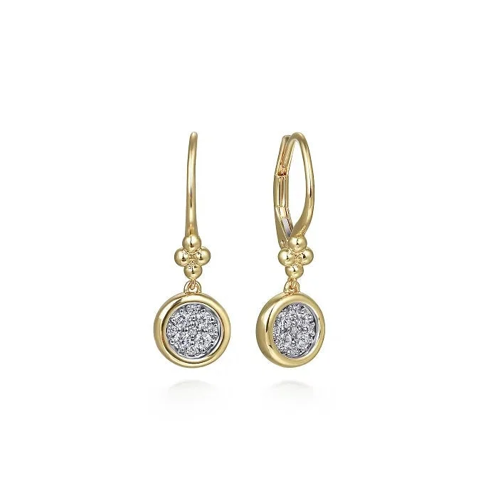 Eco-friendly earrings -14K White & Yellow Gold .29cttw Diamond Cluster Bujukan Lever Back Earrings