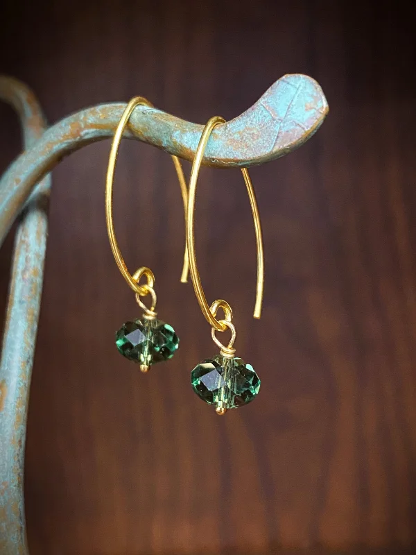 Unique design earrings -Sage Crystal Drop Marquis Earrings