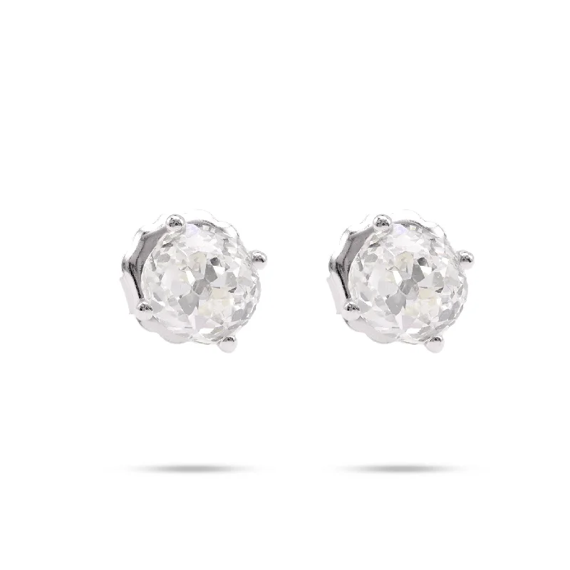 Gemstone drop earrings -2.37 Carat Old Mine Cut Diamond 14K White Gold Stud Earrings