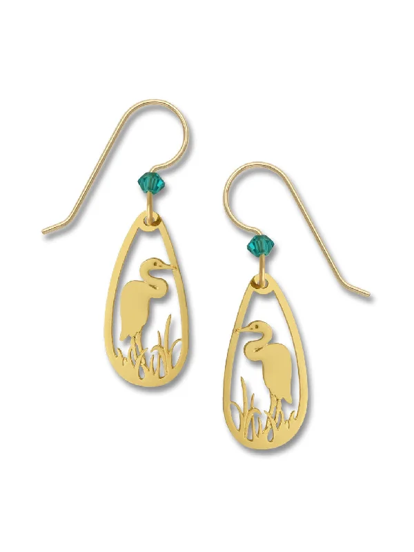 Vintage-style gold earrings -Heron Teardrop Dangles by Sienna Sky