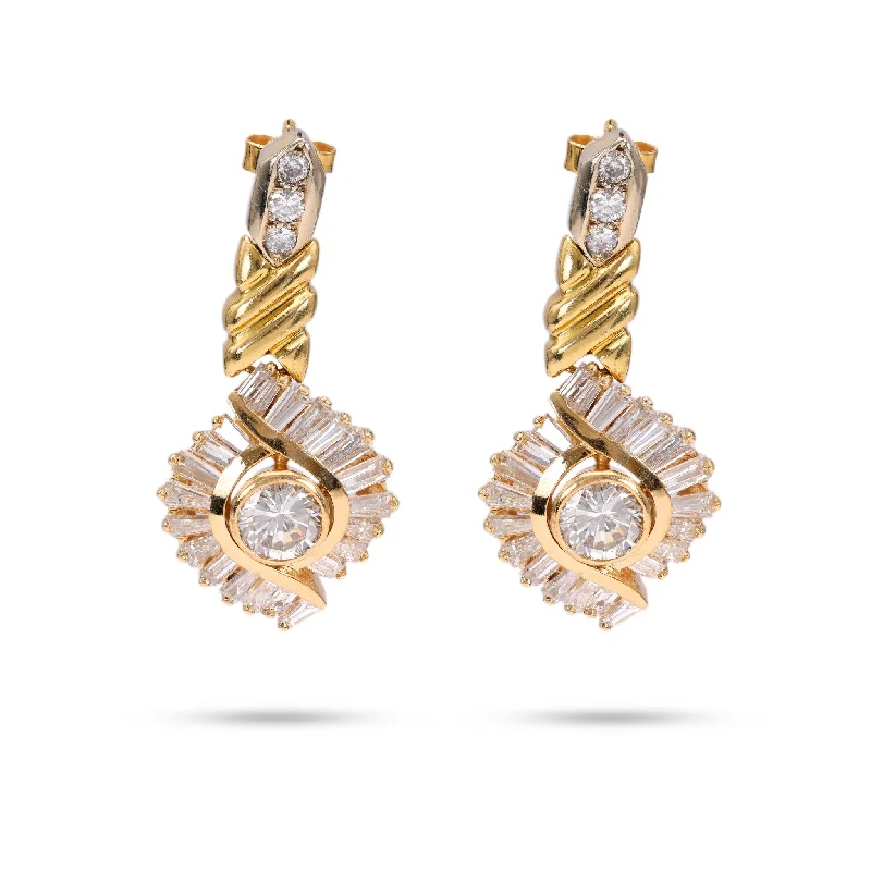 Vintage gemstone earrings -5.10 Carat Diamond 18k Yellow Gold Earrings