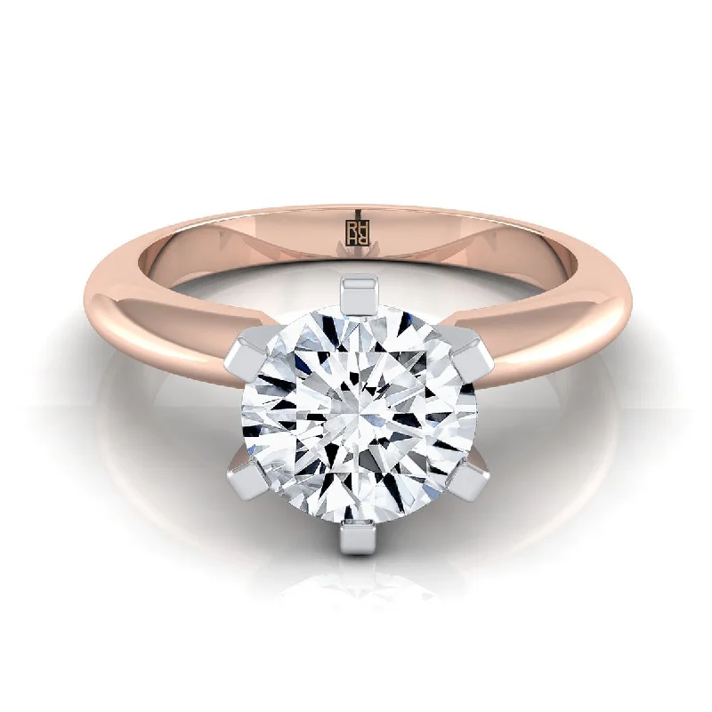 unique rings for men-14K Rose Gold Round Brilliant  Simple Low Base Solitaire Engagement Ring