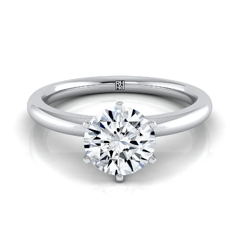 diamond anniversary rings-14K White Gold Round Brilliant  Timeless Solitaire Comfort Fit Engagement Ring