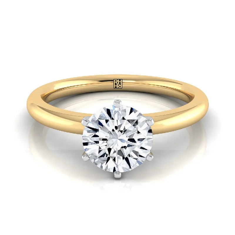 wedding bands for women with diamonds-14K Yellow Gold Round Brilliant  Timeless Solitaire Comfort Fit Engagement Ring