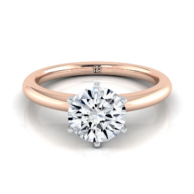 men’s classic wedding rings-14K Rose Gold Round Brilliant  Timeless Comfort Fit Engagement Ring