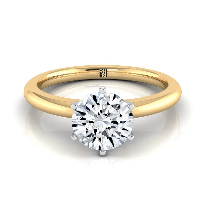 classic wedding rings for women-18K Yellow Gold Round Brilliant  Timeless Comfort Fit Engagement Ring