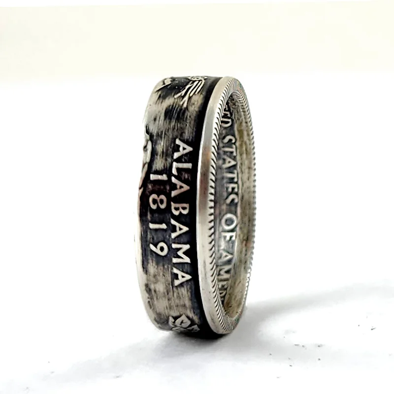 silver wedding rings for women-90% Silver Alabama Quarter Ring