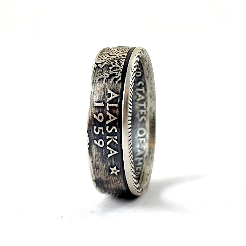 affordable wedding bands-90% Silver Alaska Quarter Ring