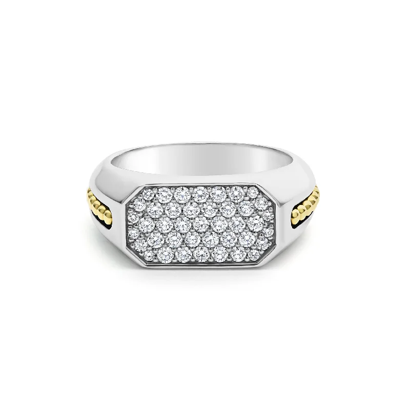 engagement rings with heart-shaped diamonds for men-Anthem Two-Tone Octagon Diamond Ring