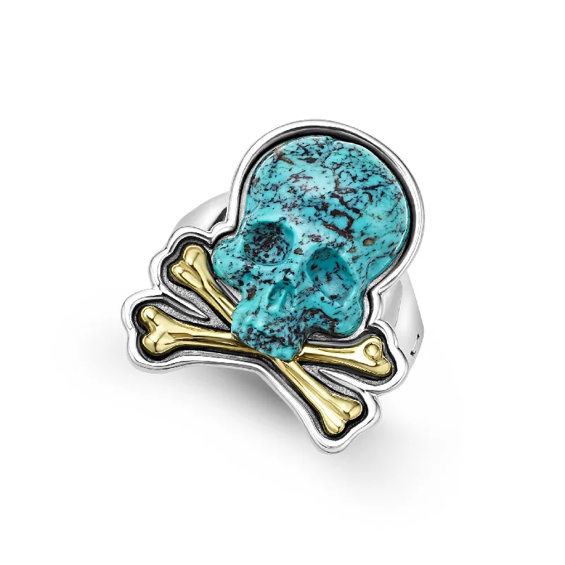 engagement rings with emerald cuts for women-Anthem Turquoise Skull and Bones Statement Ring