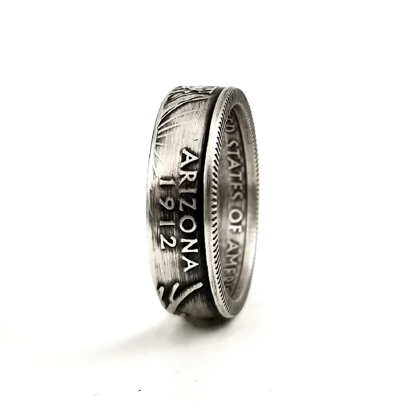 rings with personalized engravings-90% Silver Arizona Quarter Ring