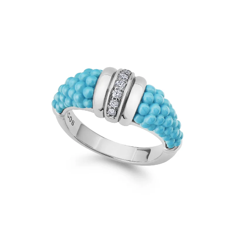 engagement rings for men with colored diamonds-Blue Caviar Large Ceramic Diamond Stacking Ring