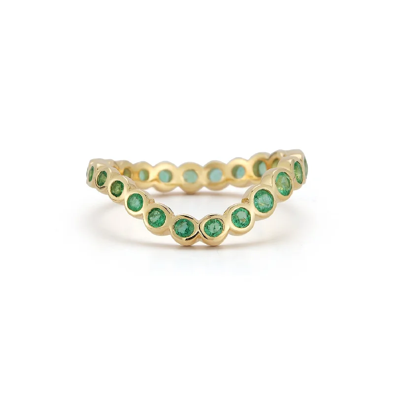 women’s engagement rings with multi-colored diamonds-Bubble Wave Emerald Ring