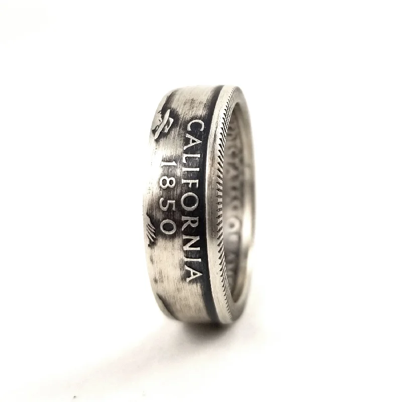 wedding rings for couples-90% Silver California Quarter Ring