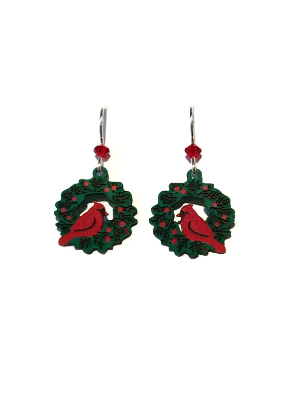 Statement earrings for fashionistas -Cardinal Wreath Dangles by Sienna Sky