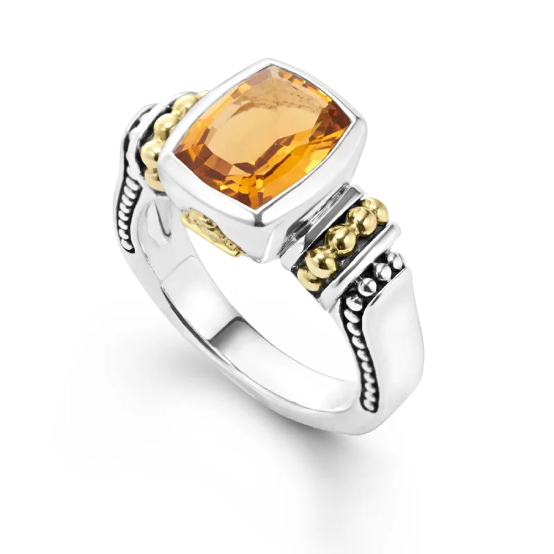 wedding bands for women with sapphire accents-Caviar Color Bezel-Set Citrine Ring