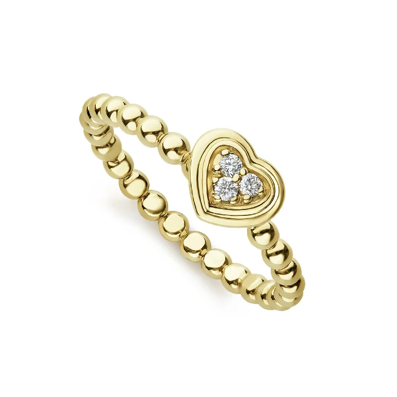 gold rings for men-Caviar Gold 18K Gold Heart Diamond Ring