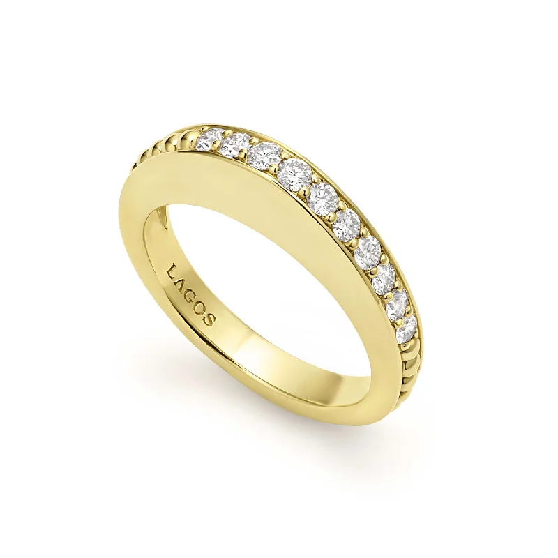 women’s signet rings-Studio 18K Gold and Diamond Stacking Ring