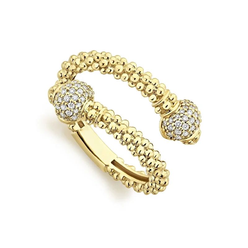 cubic zirconia rings-Caviar Gold 18K Gold Diamond Ball Wrap Ring