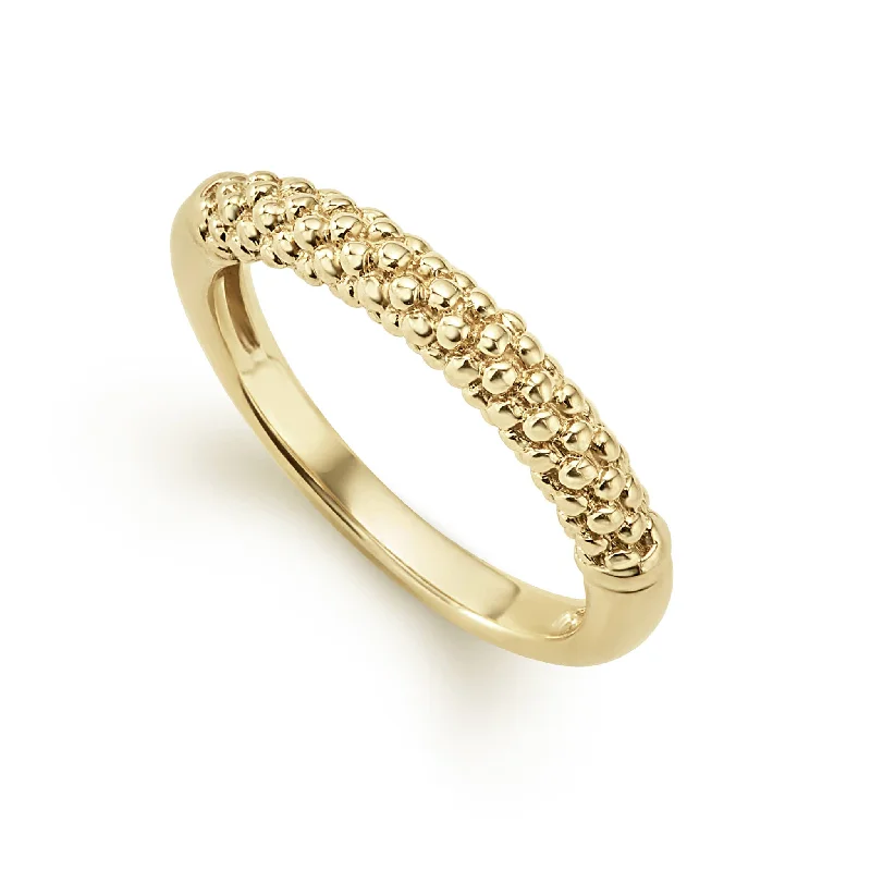 custom rings for women with diamonds-Caviar Gold 18K Gold Caviar Beaded Stacking Ring