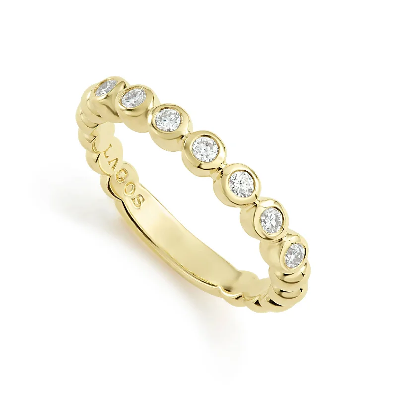 men’s engagement rings with large sapphires-Caviar Gold 18K Gold and Diamond Stacking Ring