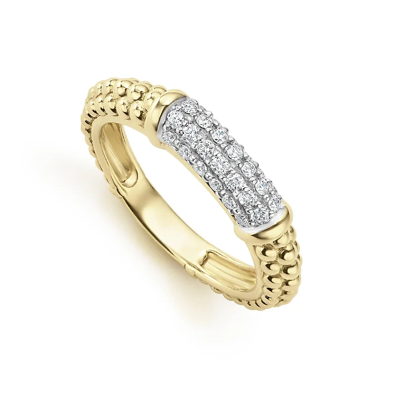 engagement rings with heart gemstone settings-Caviar Gold 18K Gold Caviar Diamond Stacking Ring