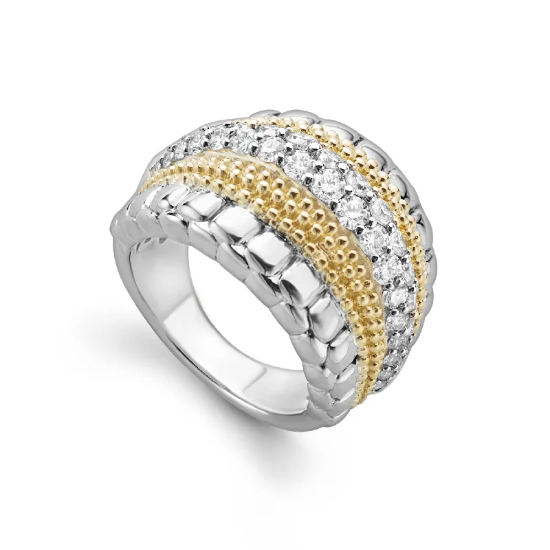 custom gold rings-Caviar Lux Small Diamond Statement Ring