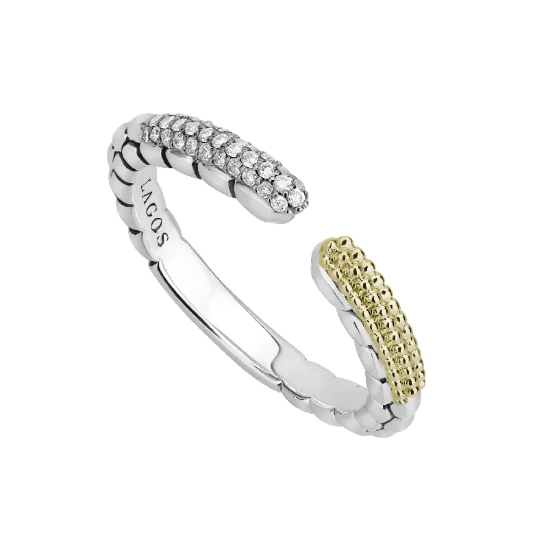 wedding bands for women with custom diamonds-Caviar Lux Open Diamond Stacking Ring