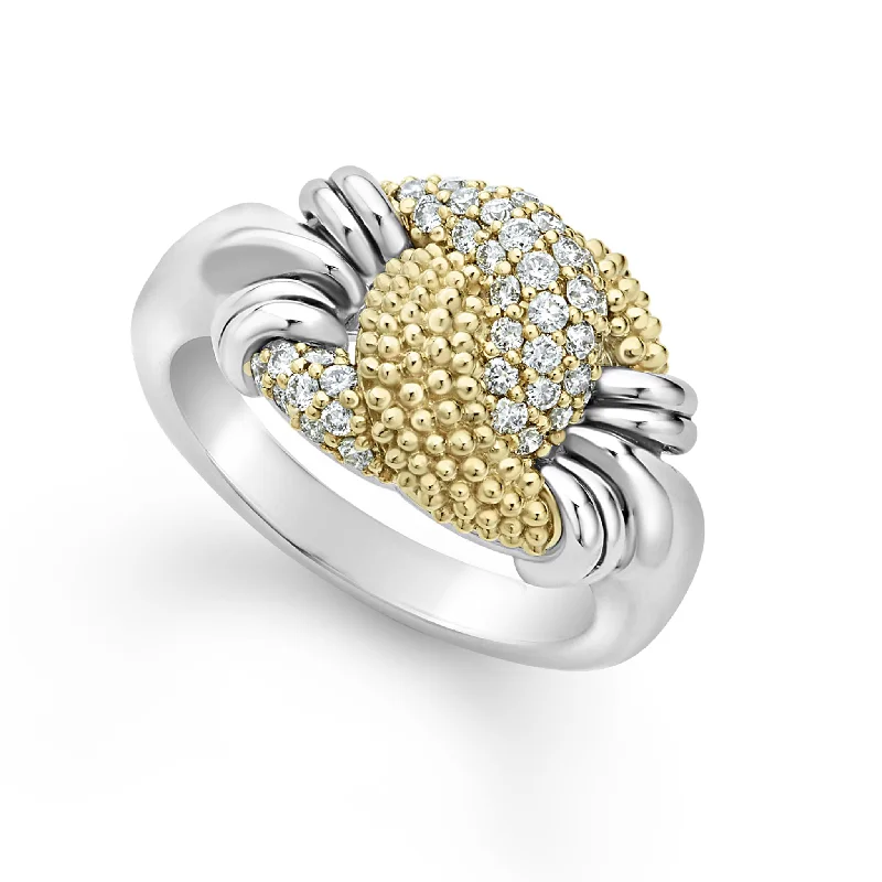 classic wedding rings-Caviar Lux Small Caviar Diamond Knot Ring