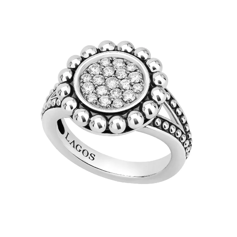 unique engagement rings for women-Caviar Spark Small Caviar Circle Diamond Ring