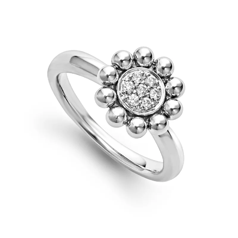 engagement rings with round-cut diamonds-Caviar Spark Diamond Ring