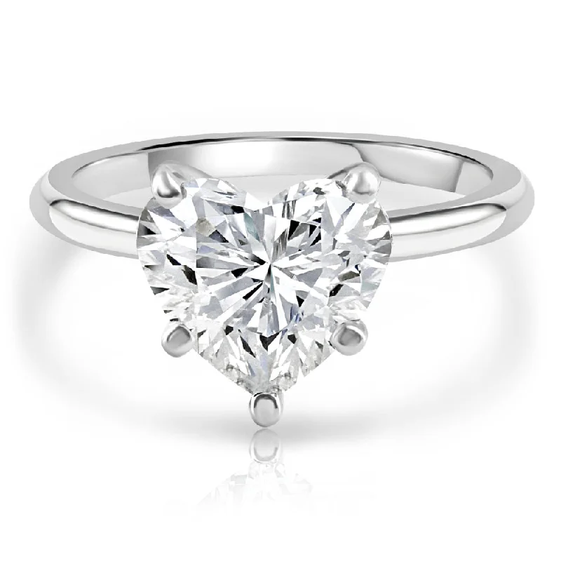 women’s engagement rings with custom cuts-Certified 5.01Ct Heart Shape Solitaire Diamond Engagement Ring 14k White Gold