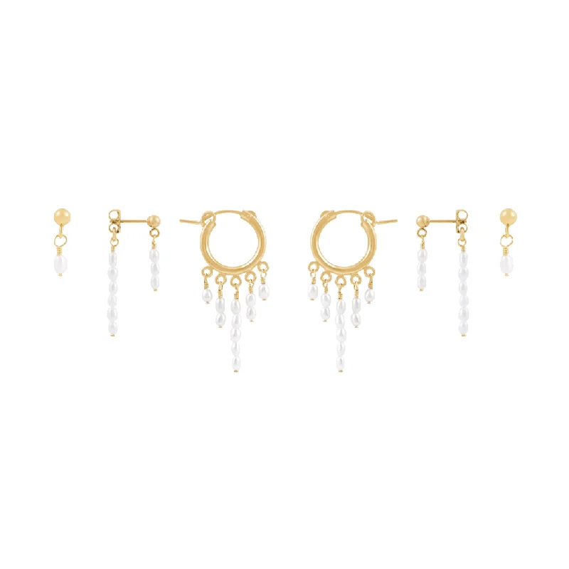 Cute stud earrings for teens -Consie Earring Set - Gold