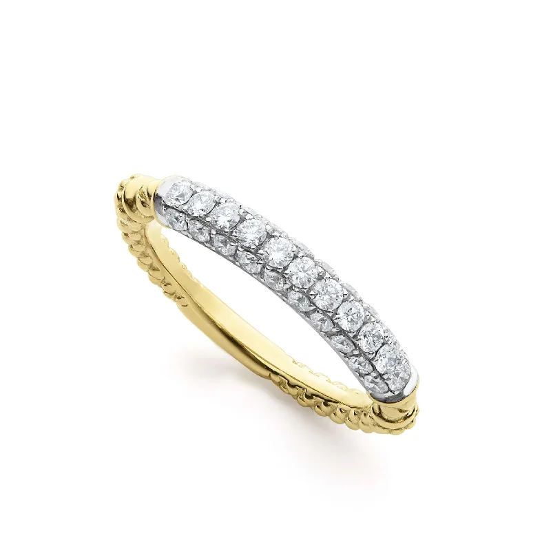 promise rings for her-Studio 18K Caviar Gold Pave Diamond Stacking Ring