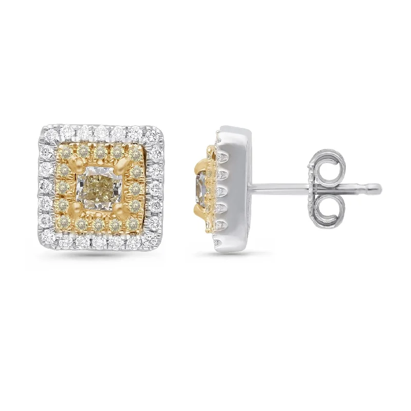 Colorful earrings for fashion -White Gold Yellow and White Diamond Eternal Earrings