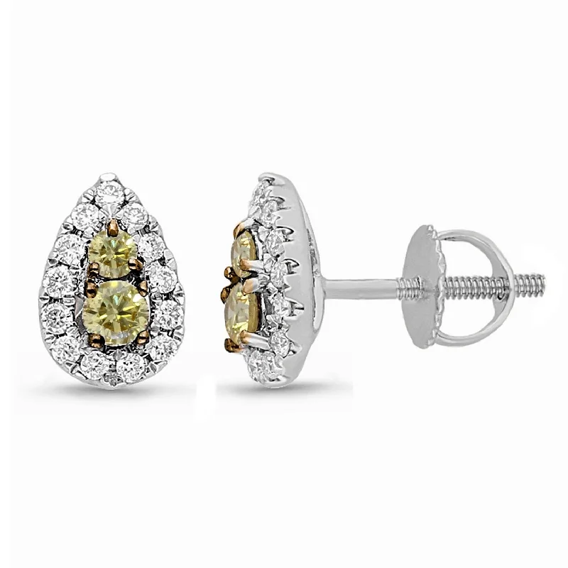 Crystal studs for evening wear -White Gold Yellow & White Diamond Eternal Earrings