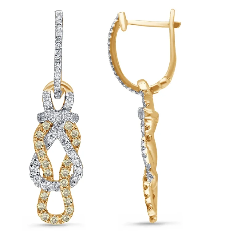 Classic hoop earrings -Yellow Gold Yellow Diamond Captain Earrings