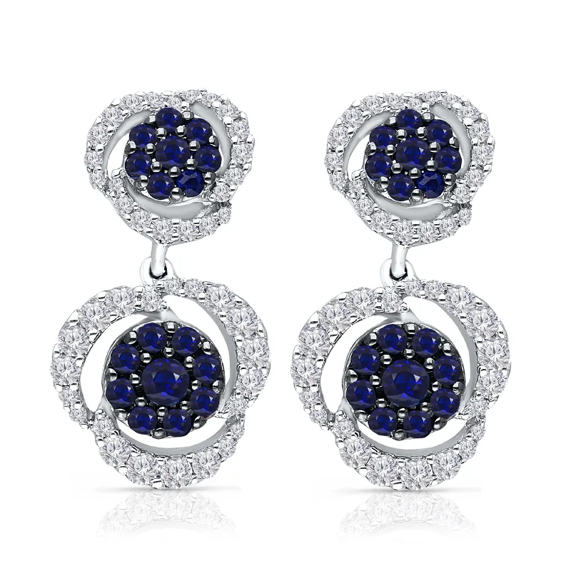 Cross earrings for women -White Gold Sapphire & Diamond Infinite Earrings