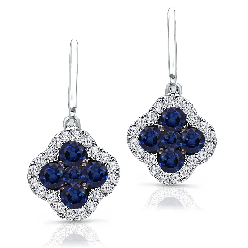 Bold hoop earrings -White Gold Sapphire & Diamond Infinite Earrings