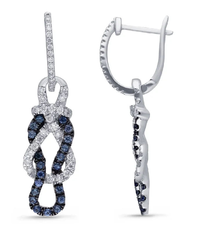 Boho-inspired earrings -White Gold Sapphire & Diamond Captain Earrings